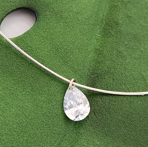 Vintage 925 Sterling Silver Italy Wire Necklace with Pendant - Picture 5 of 7